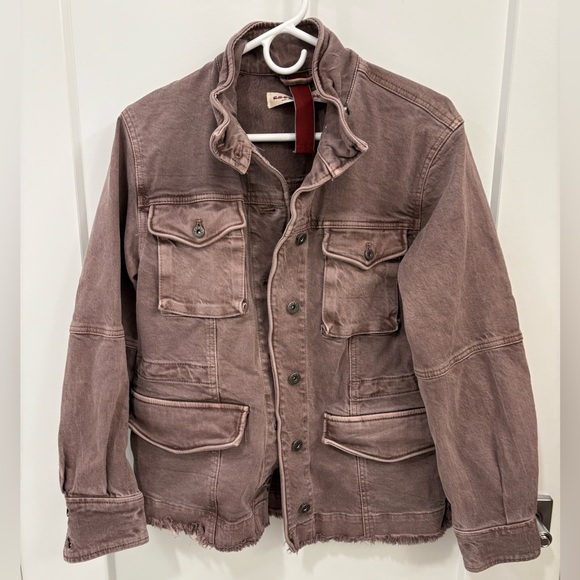 Free People Harley Military Distressed Utility Jacket Red Brown Size XS - Picture 3 of 16